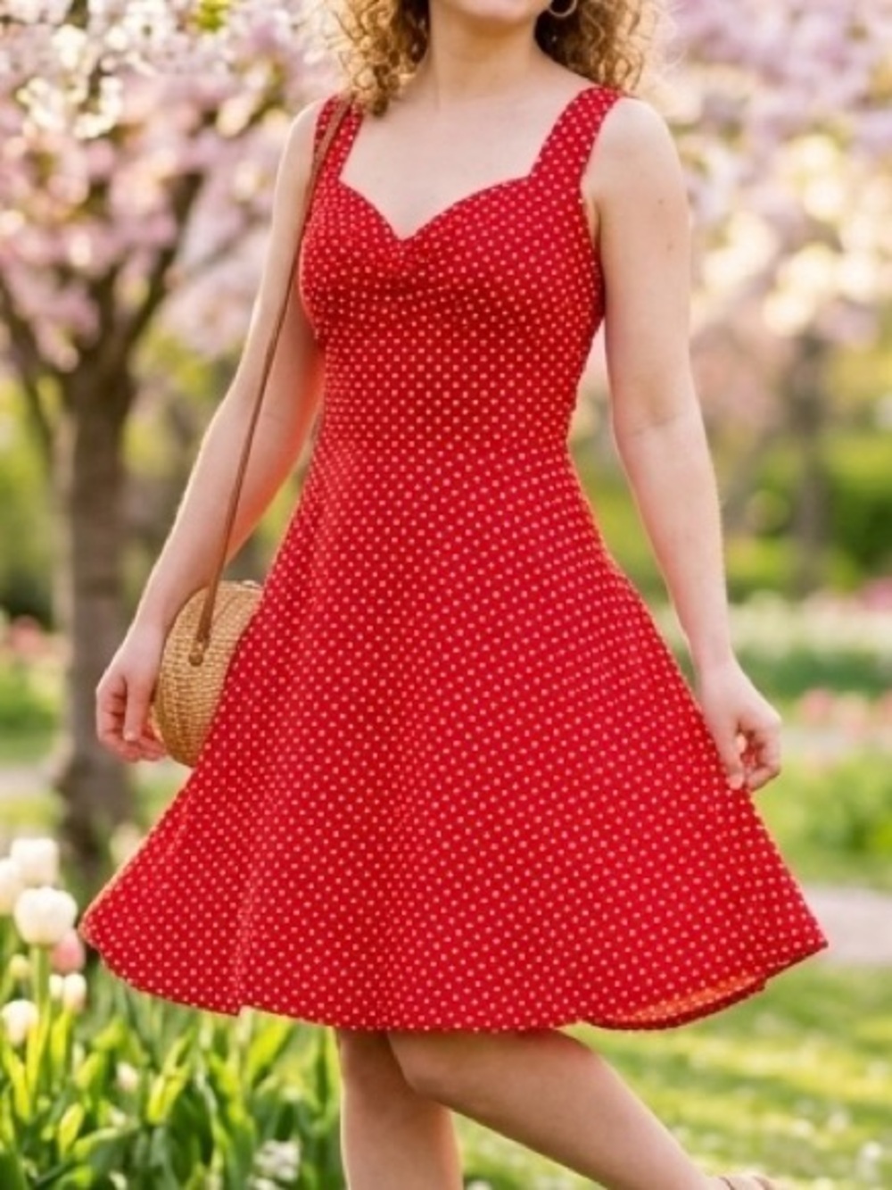 80s Vintage David Howard Red Polka Dot Sleeveless Dress Size Small